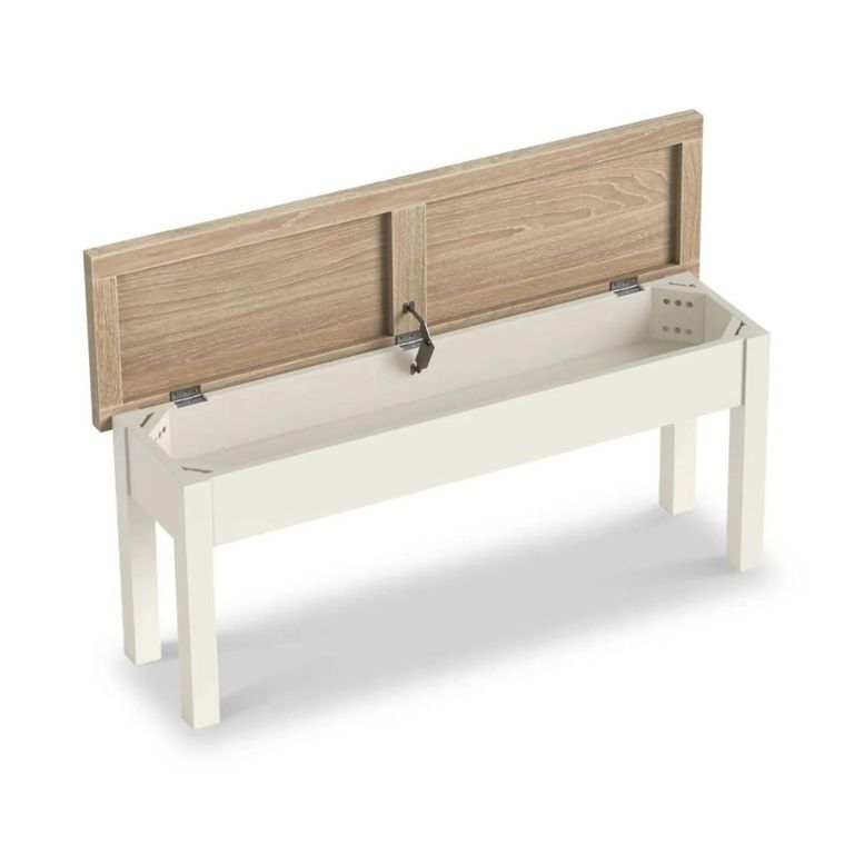 Modern Storage Dining Bench - Shallow - White Painted