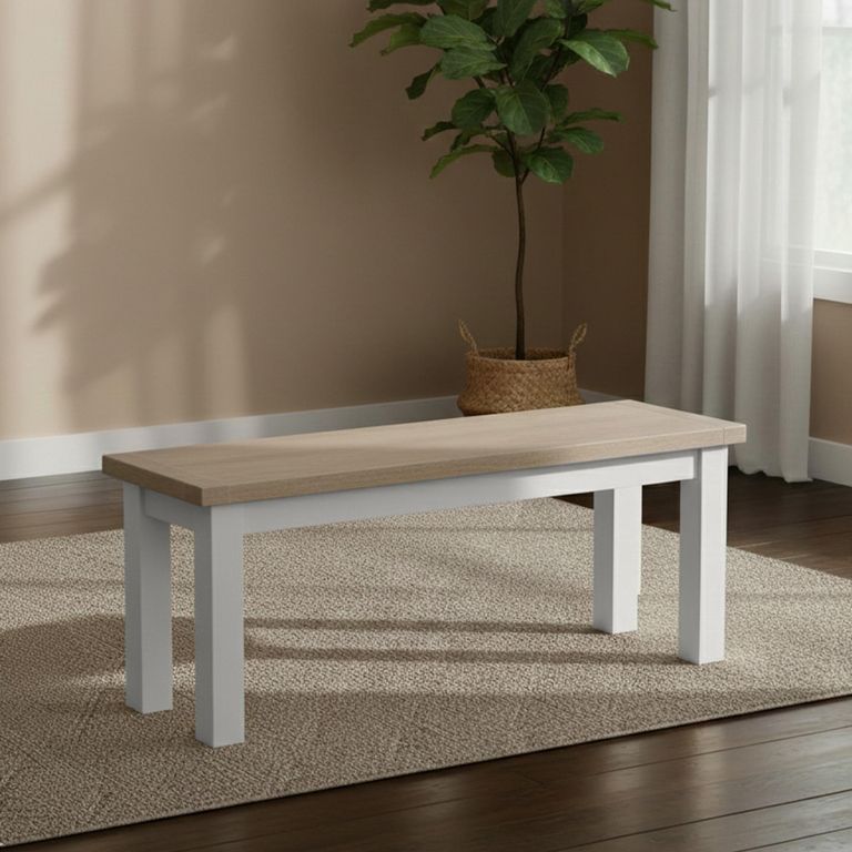 Modern Dining Bench - Grey Painted