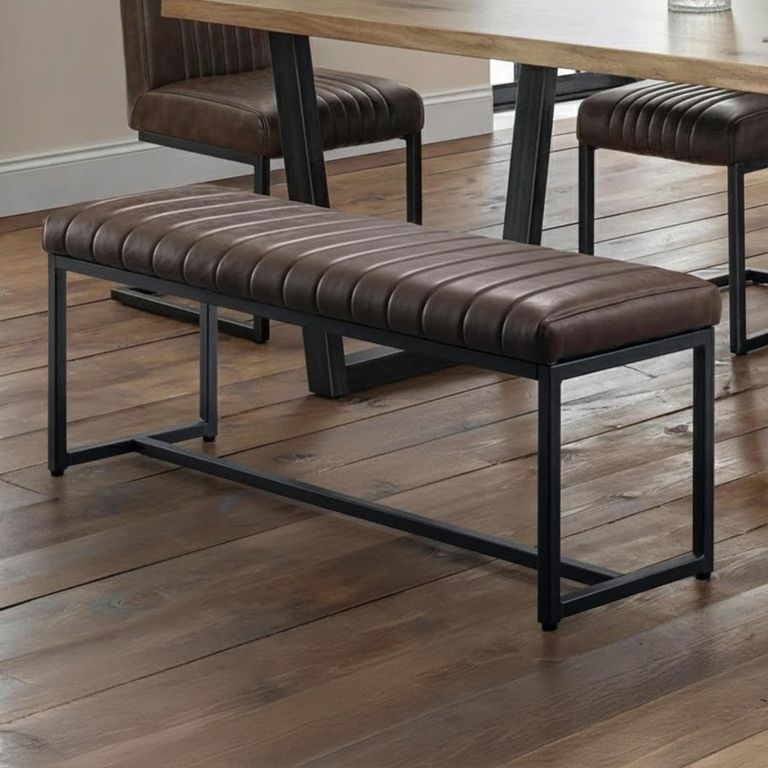 Brooklyn Dining Bench - Brown Faux Leather