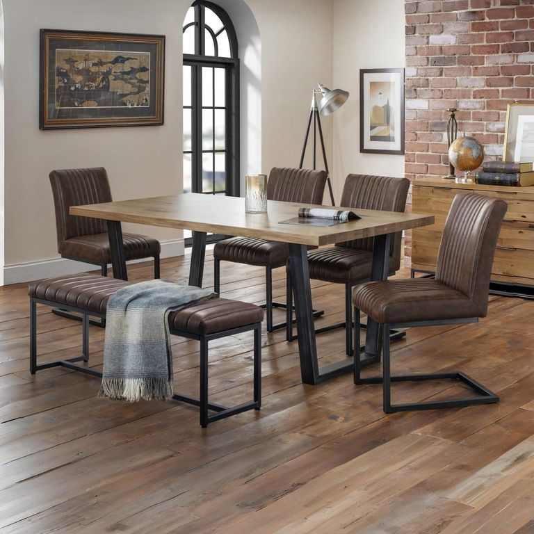 Brooklyn Dining Bench - Brown Faux Leather