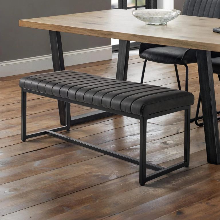 Soho Black Faux Leather Dining Bench
