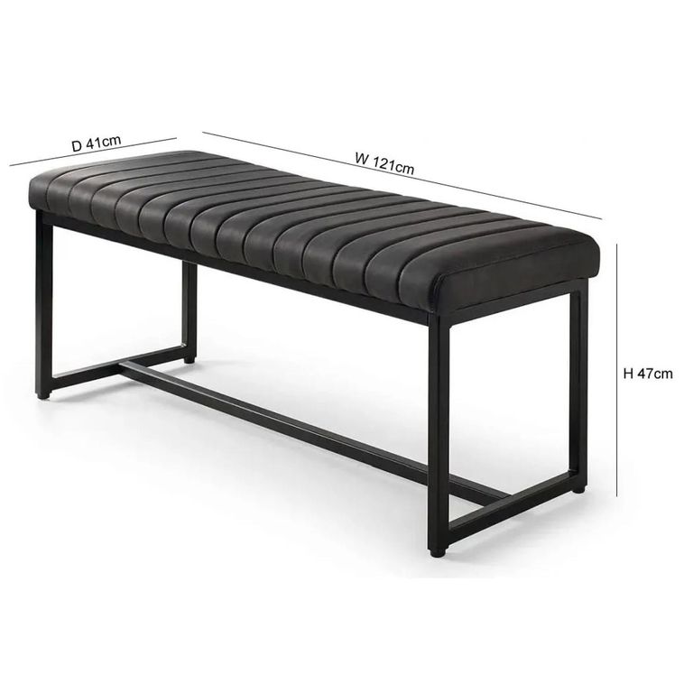 Soho Black Faux Leather Dining Bench