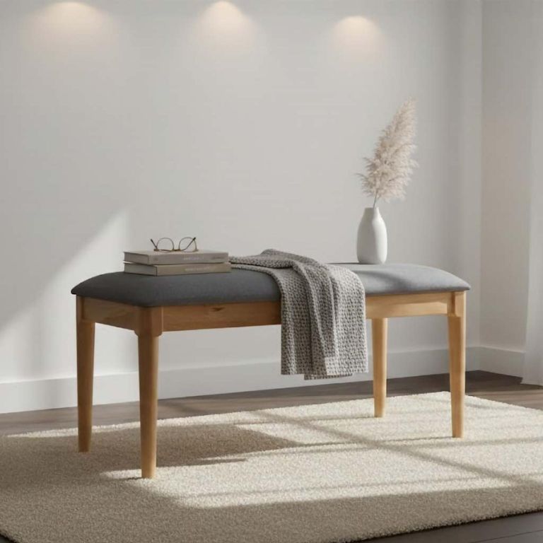 Orlando Padded Dining Bench  Oak and Fabric