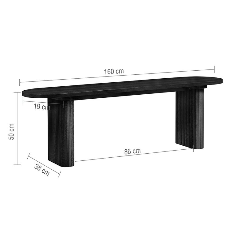 Axel Dining Bench - Black Fluted