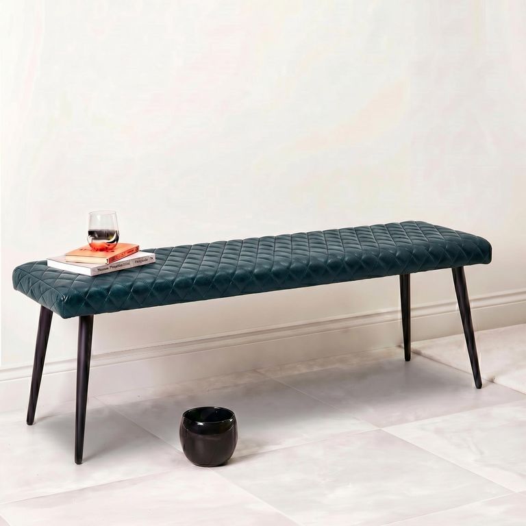 Austin Bench - Blue - Real Leather