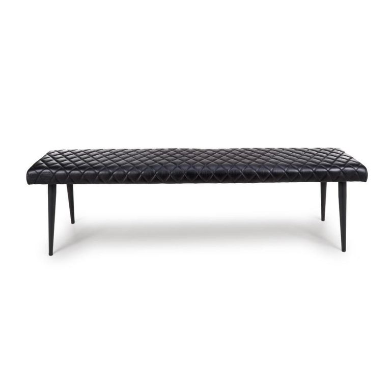 Austin Bench - Black - Real Leather