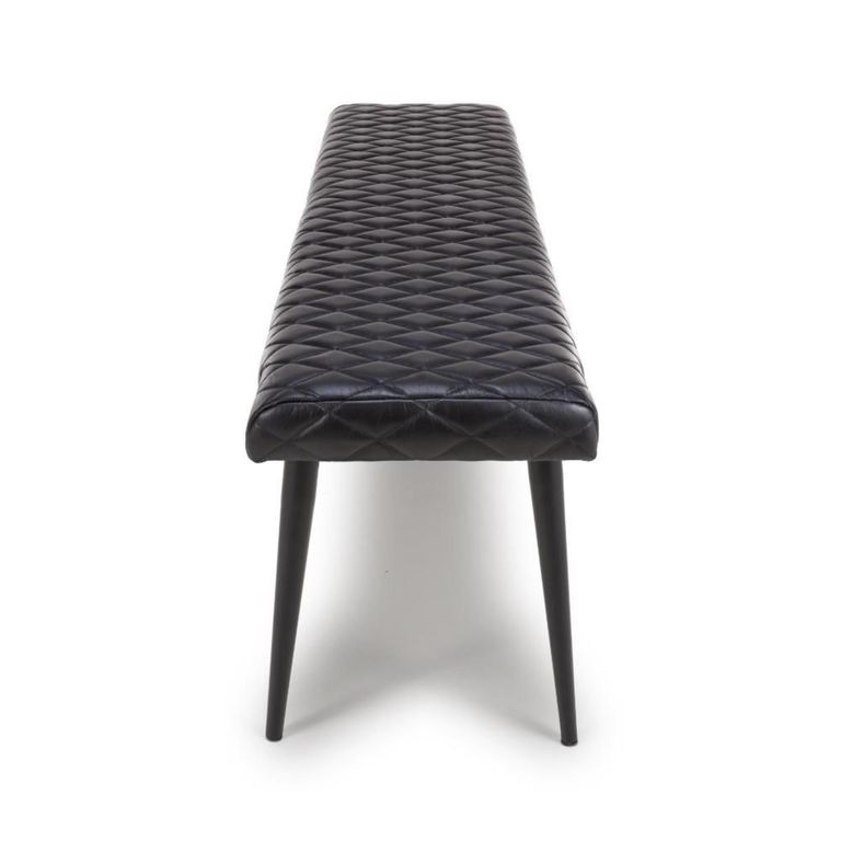 Austin Bench - Black - Real Leather