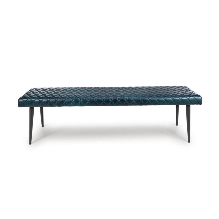 Austin Bench - Blue - Real Leather