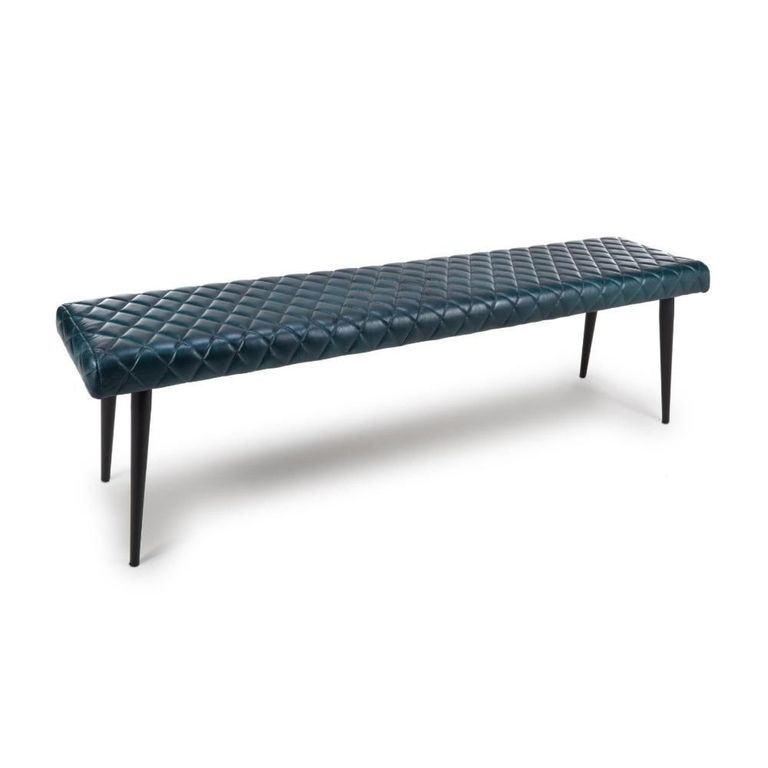 Austin Bench - Blue - Real Leather