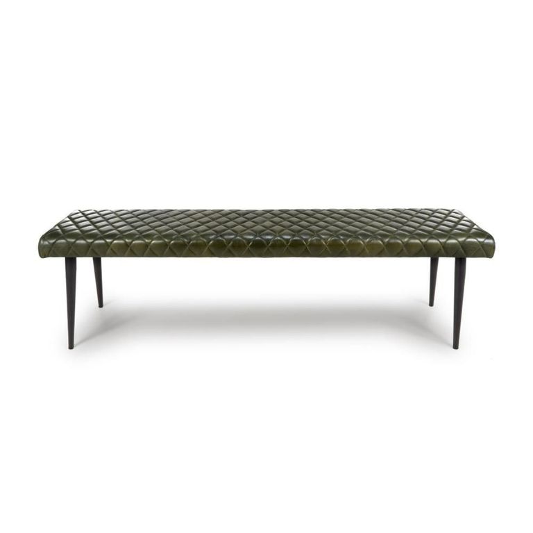 Austin Bench - Green - Real Leather