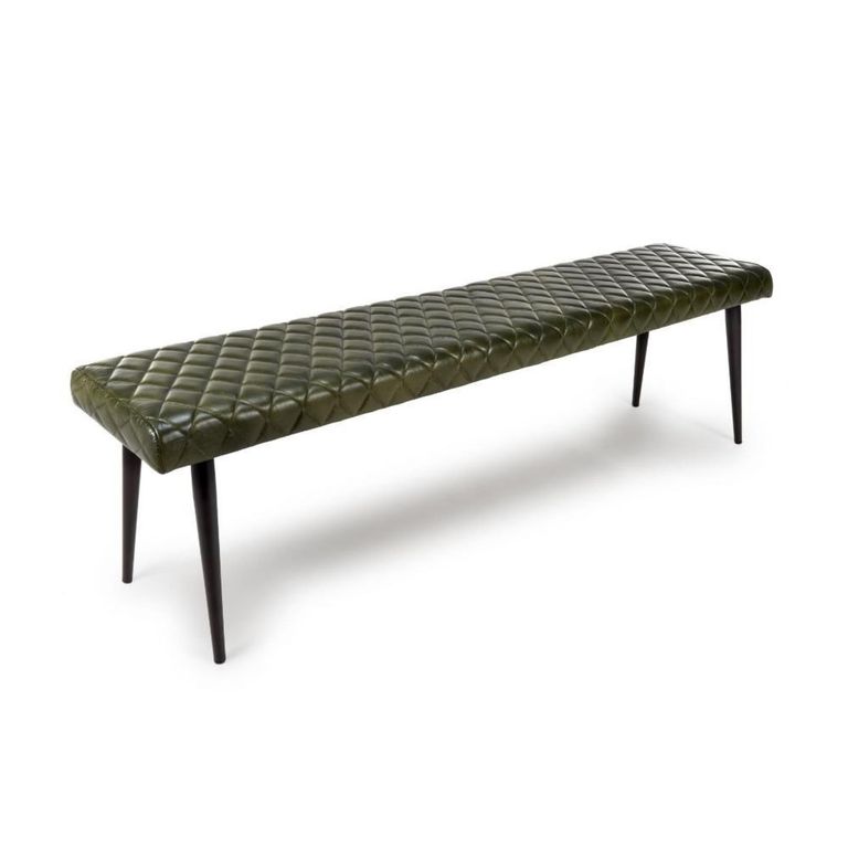 Austin Bench - Green - Real Leather