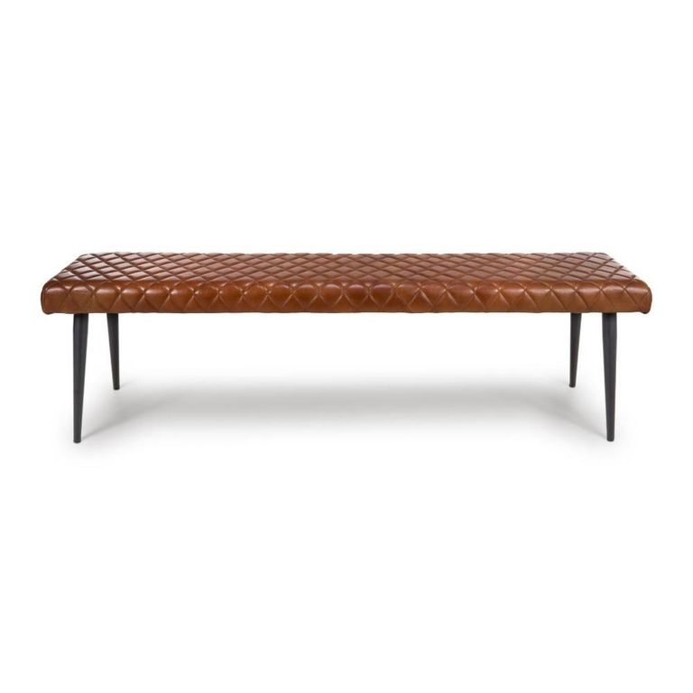 Austin Bench - Tan Brown - Real Leather
