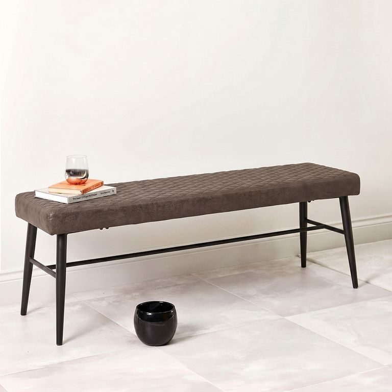 Charlie Dining Bench - Grey Faux Leather