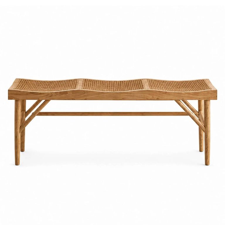 Elodie Dining Bench - Natural - Rattan and Solid Ash