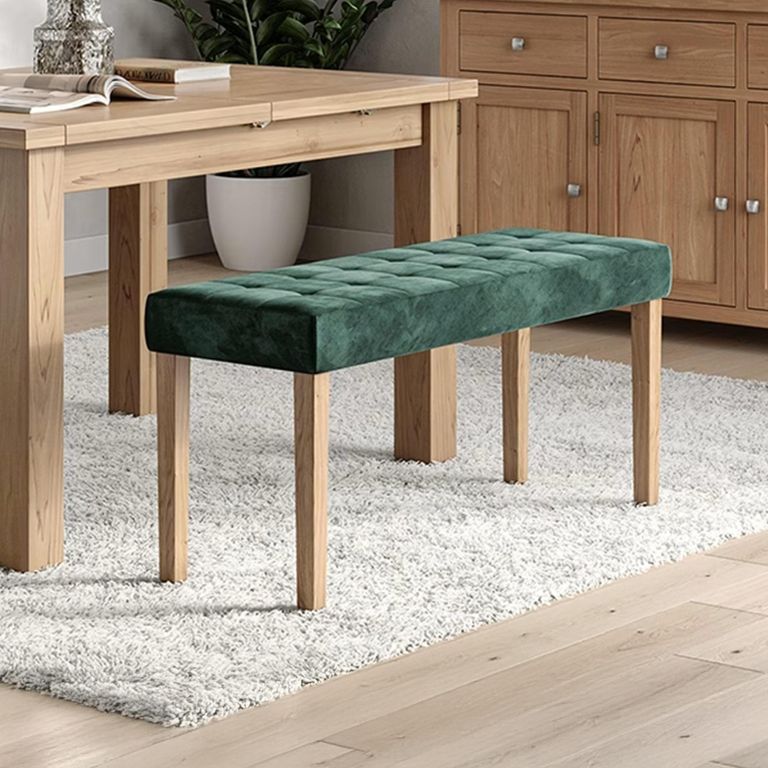 Ashbury Dining Bench - Large - Green Fabric