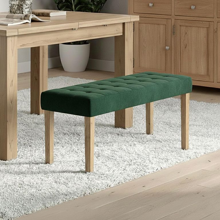 Ashbury Dining Bench - Small - Green Fabric