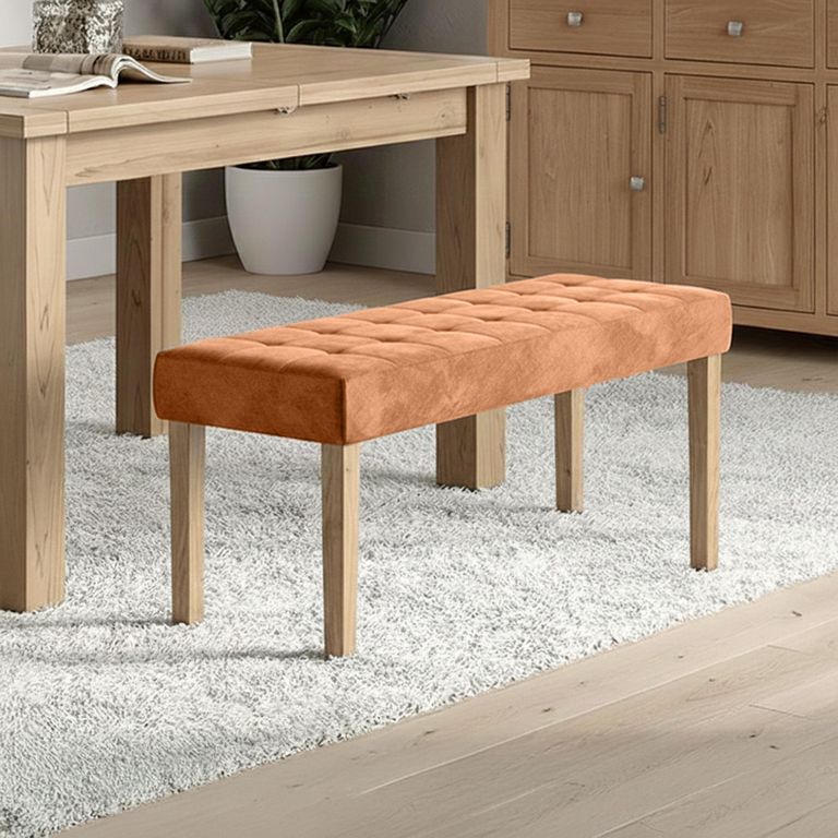 Ashbury Dining Bench - Small - Orange Fabric
