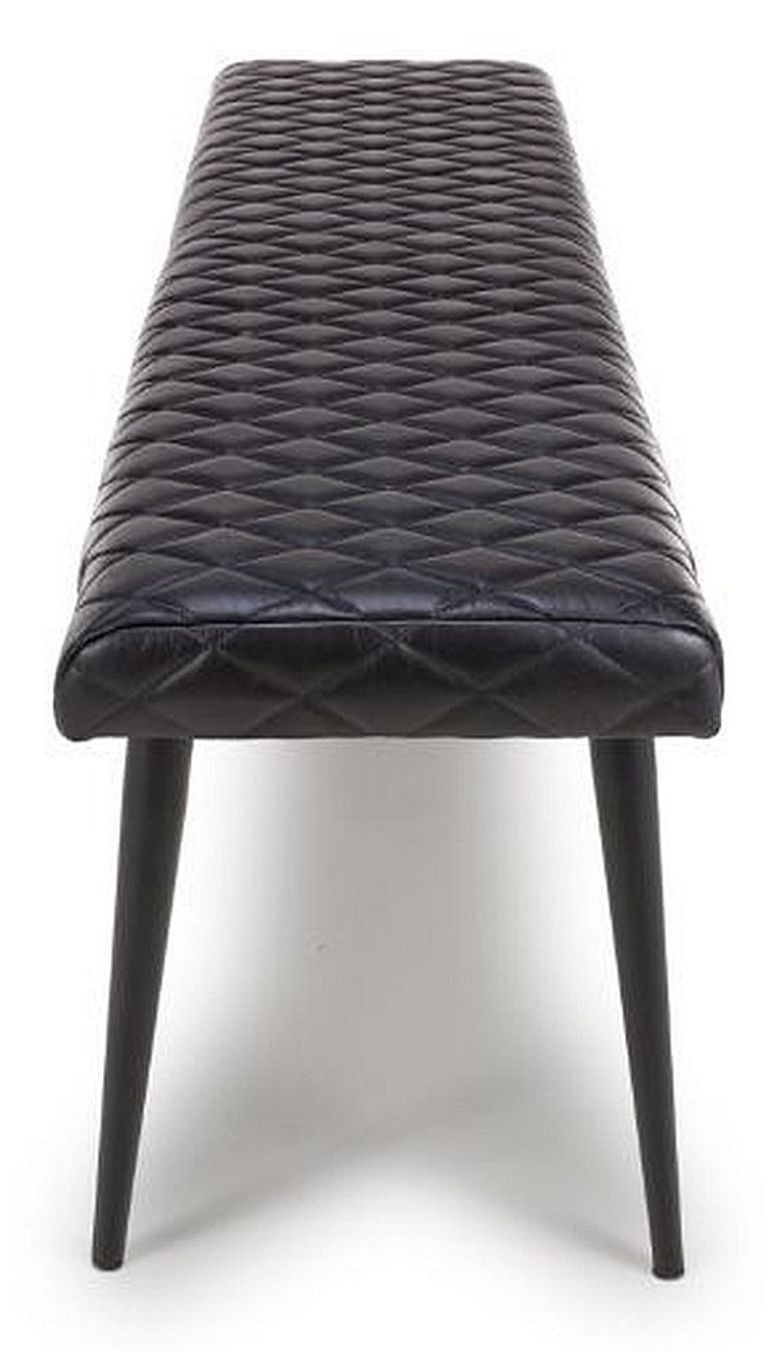 Austin Bench - Black - Real Leather