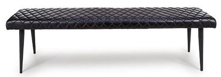 Austin Bench - Black - Real Leather