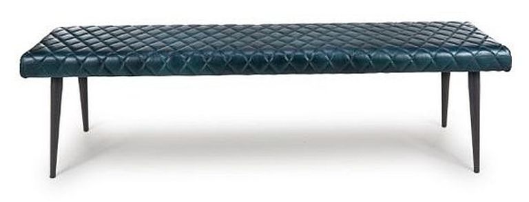 Austin Bench - Blue - Real Leather