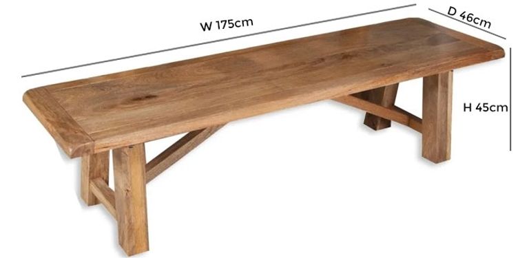 Bombay Solid Mango Wood 175cm Bench
