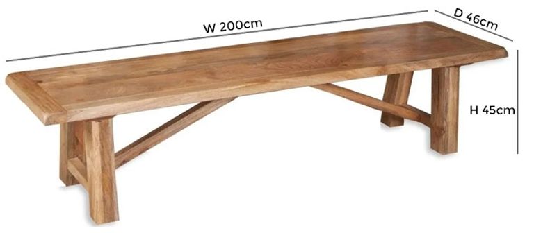 Bombay Solid Mango Wood 200cm Bench