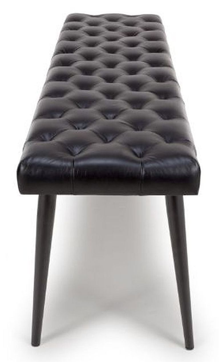 Bradley Bench - Black - Real Leather