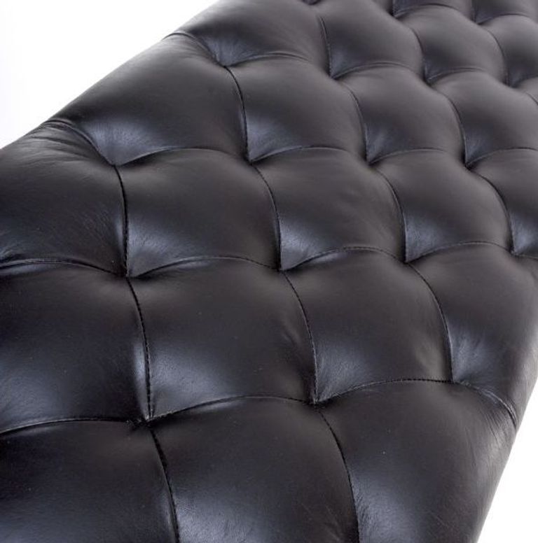 Bradley Bench - Black - Real Leather