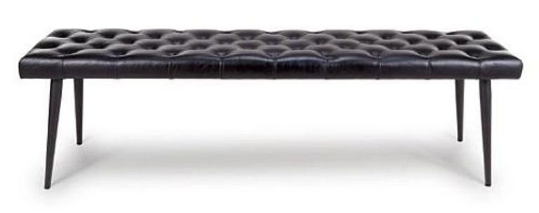 Bradley Bench - Black - Real Leather