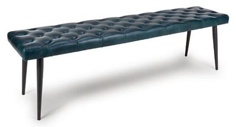 Bradley Bench - Blue - Real Leather
