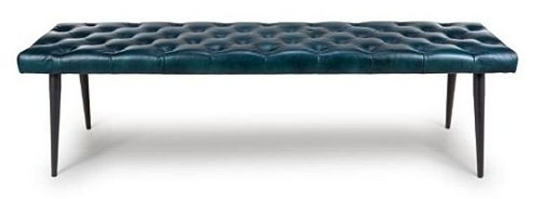 Bradley Bench - Blue - Real Leather