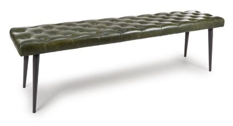 Bradley Bench - Green - Real Leather