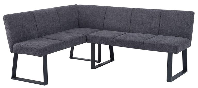 Bronx Dark Grey Fabric Corner Dining Bench - LHF