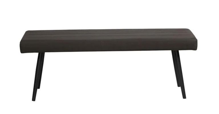 Distressed Dark Grey Faux Leather Dining Bench