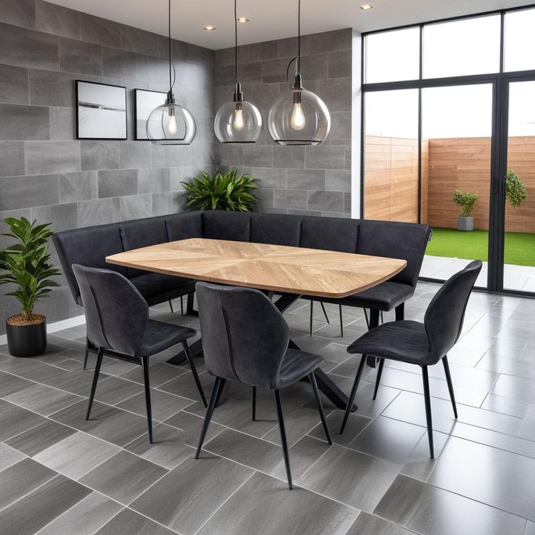 Franklin Charcoal Faux Leather Corner Dining Bench