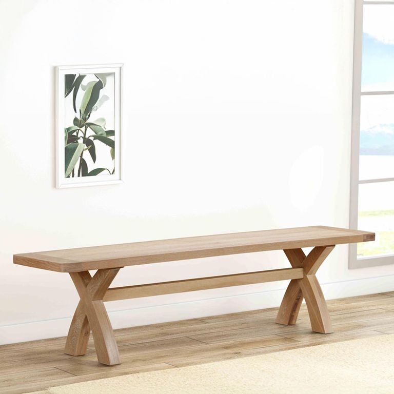Hayley Dining Bench - with Cross Legs - Oak