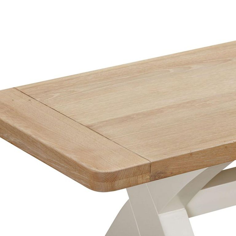 Hayley Dining Bench - with Cross Legs - Oak and White