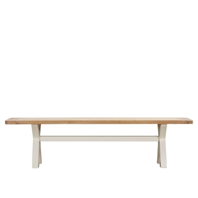 Hayley Dining Bench - with Cross Legs - Oak and White