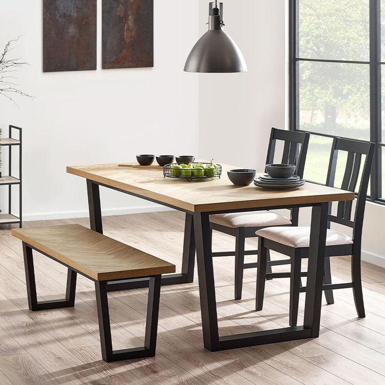 Hilton Dining Bench - Herringbone - Oak