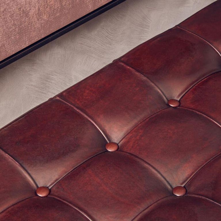 Inca Bench - Brown Leather with Stitching