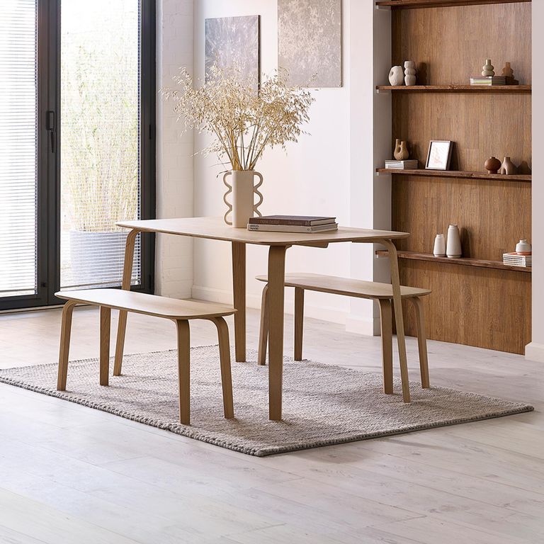 Kaito Oak Curved Leg Bench