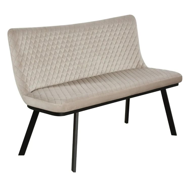 Ramona Champagne Velvet Fabric Dining Bench with Back