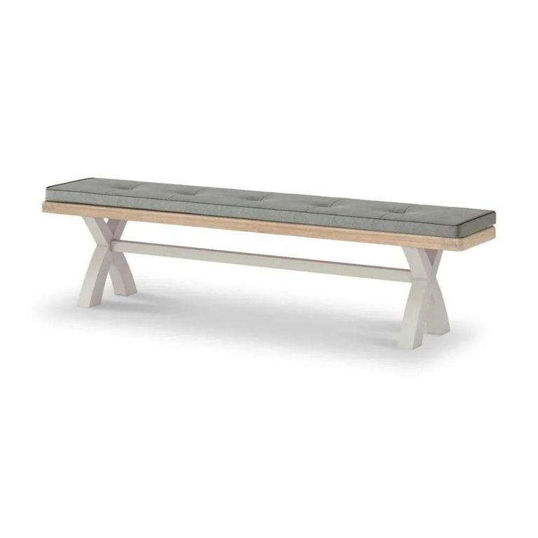 Salcombe Dining Bench with Cross Leg - Grey Oak