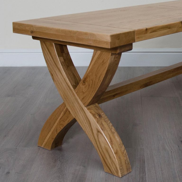 Deluxe Dining Bench - Cross Leg - Oak