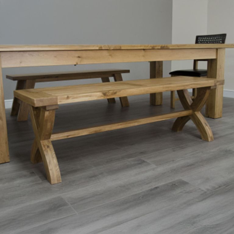 Deluxe Dining Bench - Cross Leg - Oak