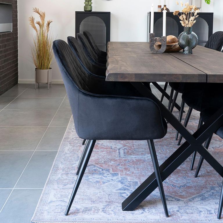 Harbo Dining Chair - Set of 2 - Blue - Velvet Fabric