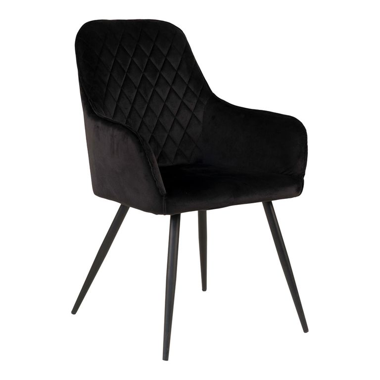 Harbo Dining Chair - Set of 2 - Black - Velvet Fabric