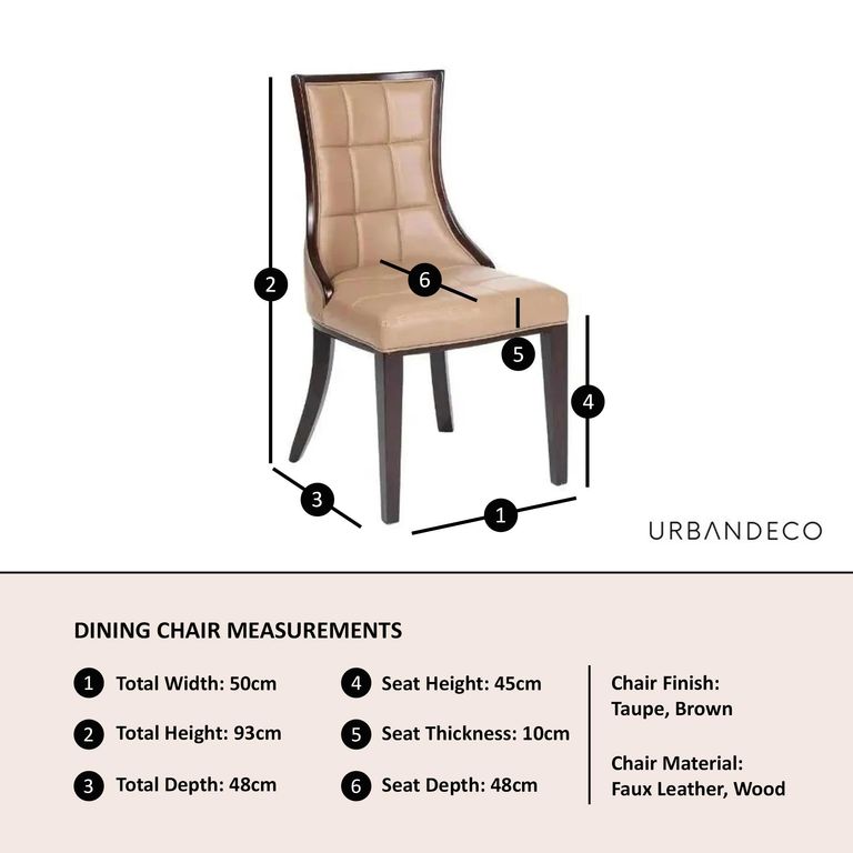 Paris Taupe Leather Dining Chair with Brown Legs