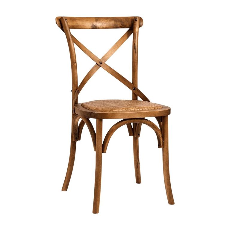 Dining Chairs - Set of 2 - Cross Back - Rattan - Oak
