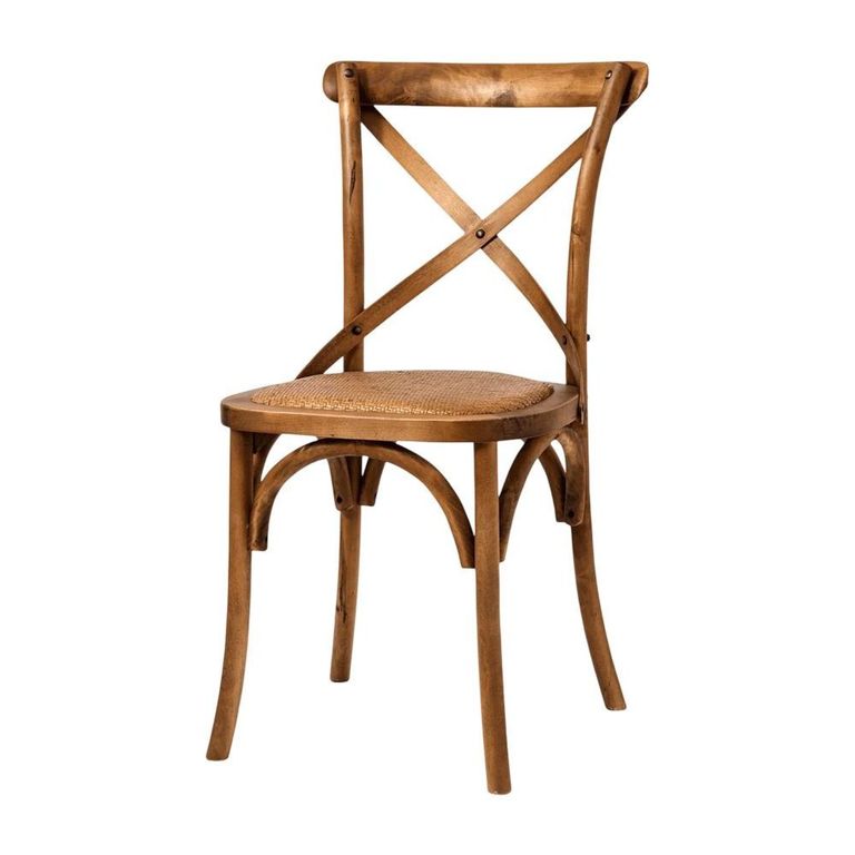 Dining Chairs - Set of 2 - Cross Back - Rattan - Oak